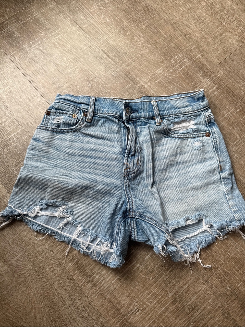 American Eagle Outfitters Light Wash Distressed Denim Shorts